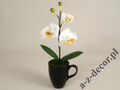 Biała sztuczna orchidea w kubku 36cm [AZ01138]
