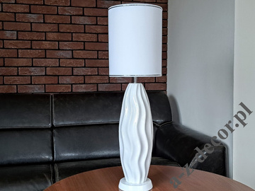 White COCOON table lamp 67cm with silver rings [AZ02754]