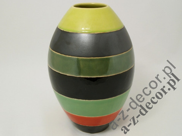 Wazon ceramiczny w seledynowe pasy 29cm [AZ01135]