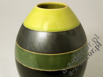 Wazon ceramiczny w seledynowe pasy 29cm [AZ01135]