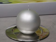 Silver velvet ball candle 10cm [AZ02044]