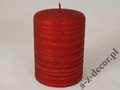 Red velvet brushed pillar candle 10cm with glitter [AZ01743]