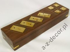 Wooden box w/domino+dice 25x7x4,5cm [AZ01564]