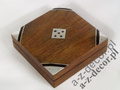 Pudełko z drewna 9x9x3cm + kości [AZ01567]