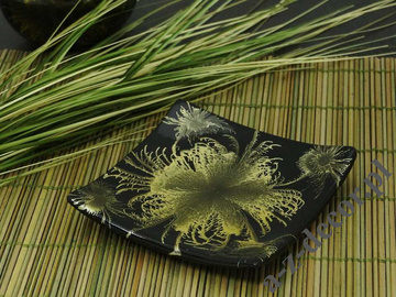 Black green ceramic plate 14x14x2cm [AZ01424]