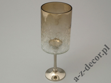 Świecznik metalowy 24cm szklany klosz [AZ00860]