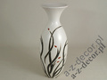 Biały wazon ceramiczny z dekoracją kwiatową 44cm [AZ01048]