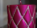 Cerise velvet pillar candle with glitter 10cm [AZ01995]