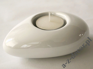 Śnieżno biały świecznik ceramiczny 12cm typu T-light [AZ02039]