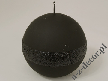 Black velvet ball candle 12cm with glitter strip [AZ01784]