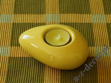 Żółty świecznik ceramiczny 12cm [AZ02040]