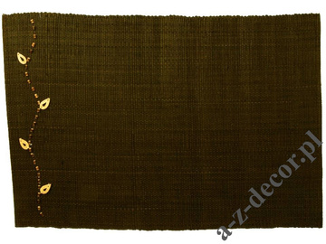 Brown raffia placemat with leaves 33x48cm [AZ01085]
