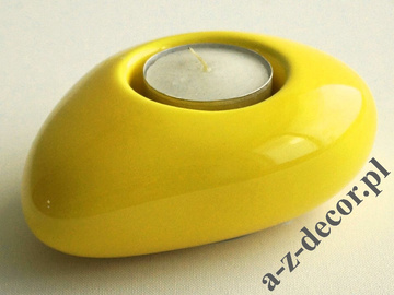 Yellow ceramic T-light holder 12cm [AZ02040]