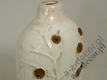 Wazon ceramiczny CLAUDIO 27cm dekorowany brązowymi kwiatkami  [AZ01051]