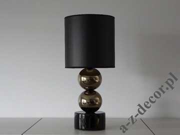 Złota lampka nocna PERLA II 56cm z czarnym abażurem [AZ02689]