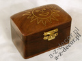 Wooden box for jewelry with inlaid image of the Sun [AZ01556]