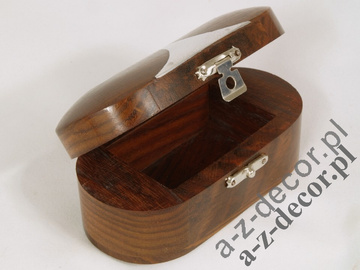 Inkrustowane owalne pudełko z drewna na biżuretię 10cm [AZ01573]