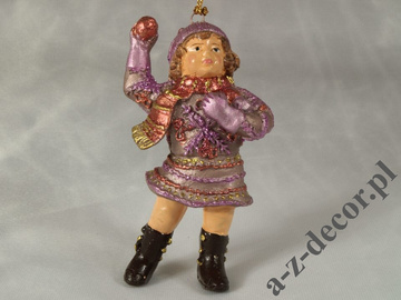 Dziewczynka ze śnieżką w stylu retro 10cm [AZ01613]