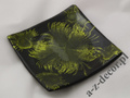 Black green ceramic plate 14x14x2cm [AZ01424]