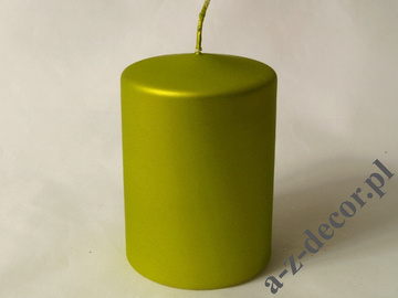 Markowa świeca walec zielony welwet 10cm [AZ01789]