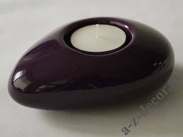 Świecznik ceramiczny w kształcie kamienia fioletowy 12cm [AZ02033]