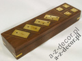 Wooden box w/domino+dice 25x7x4,5cm [AZ01564]