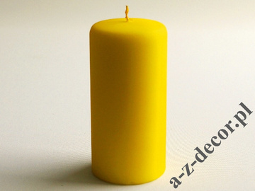 Branded yellow velvet pillar candle 15cm [AZ02045]