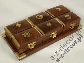 Tacka drewniana +6 pudełek 21x10x4cm [AZ01584]