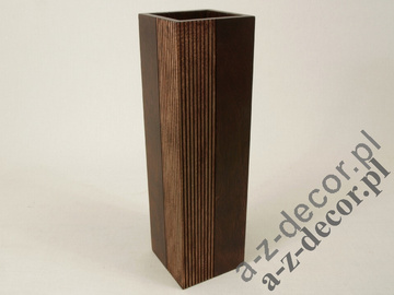 Kwadratowy wazon drewniany 36cm [AZ01078]