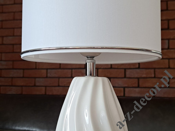 White COCOON table lamp 67cm with silver rings [AZ02754]