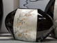 Czarny wazon ceramiczny BAMBOO 44cm z roślinnym dekorem [AZ01404]