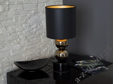 Złota lampka nocna PERLA II 56cm z czarnym abażurem [AZ02689]
