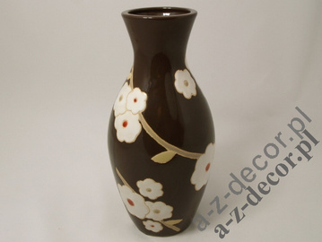 Earthenware vase with flower design 33cm [AZ01132]