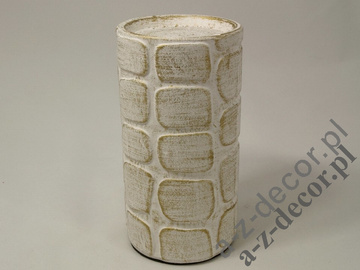 Biały świecznik ceramiczny przecierany 19cm [AZ01123]