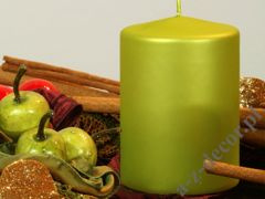 Markowa świeca walec zielony welwet 10cm [AZ01789]