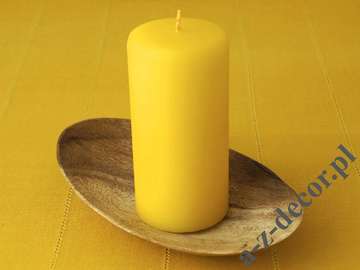 Markowa świeca walec żółty welwet 15cm [AZ02045]