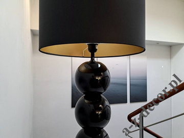 Lampa stołowa PERLA III CY czarna 68cm czarno-złoty abażur [AZ02765]