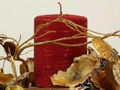Red velvet brushed pillar candle 10cm with glitter [AZ01743]