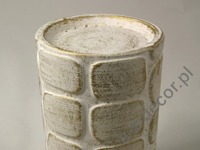 Biały świecznik ceramiczny przecierany 19cm [AZ01123]