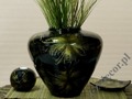 Zielono czarny wazon ceramiczny 31cm [AZ01431]